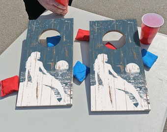 Shabby Blue Mermaid | Fun Size Mini Cornhole Game