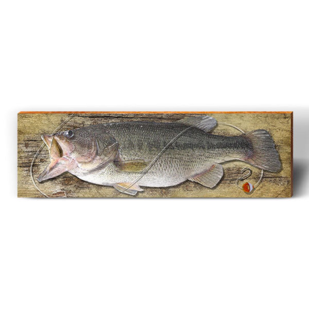 Wide Mouth Bass Wall Art Print on Real Wood - Etsy