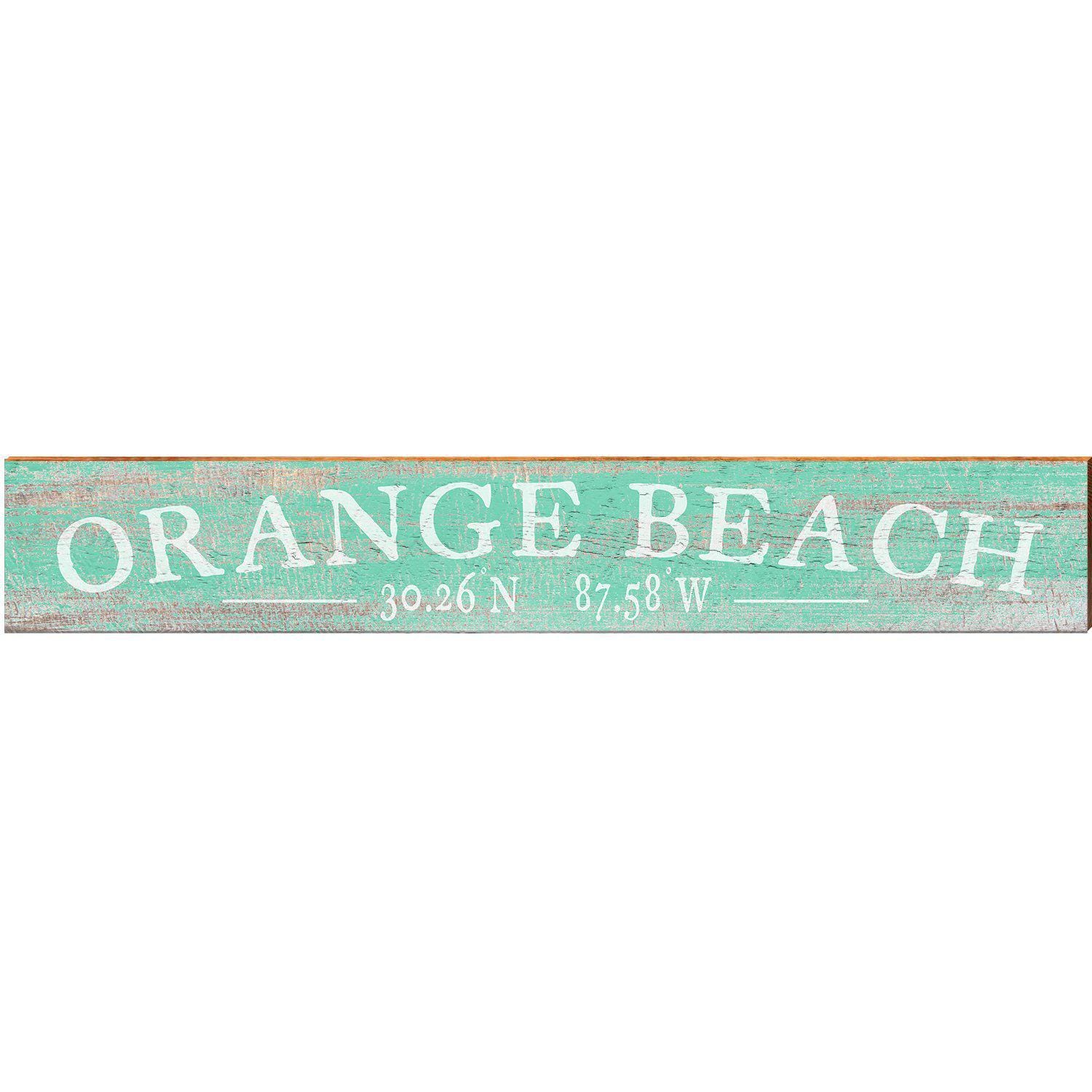 Orange Beach, Alabama Latitude Longitude Wooden Sign | Wall Art Print on Real Wood