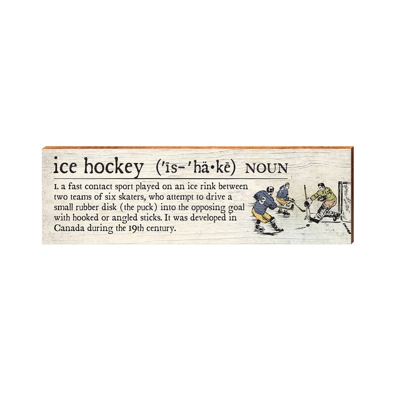 Ice Hockey Definition Wooden Sign Wall Art Print on Real Etsy