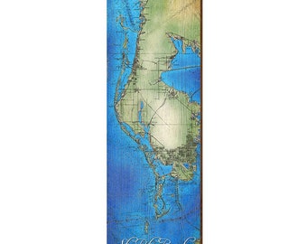St. Pete Beach, Florida Map Wooden Sign | Wall Art Print on Real Wood | Costal Nautical Tropical Beach Resort House Home Decor