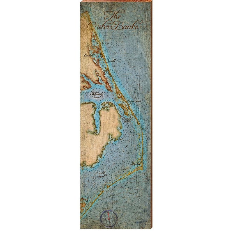 The Outer Banks North Carolina Vintage Topographical Map Etsy