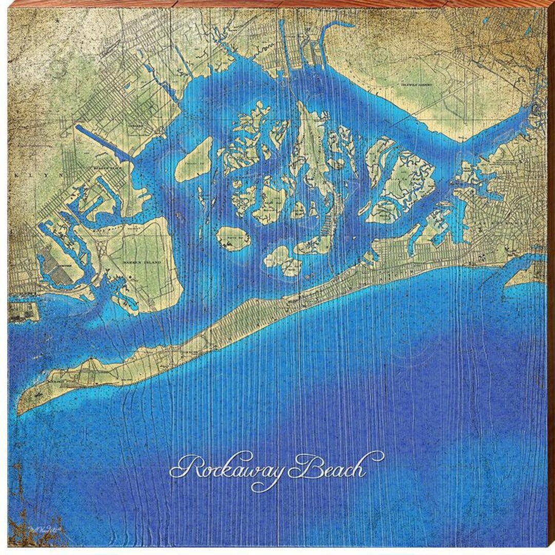 Rockaway Beach Map Home Decor Art Print on Real Wood - Etsy