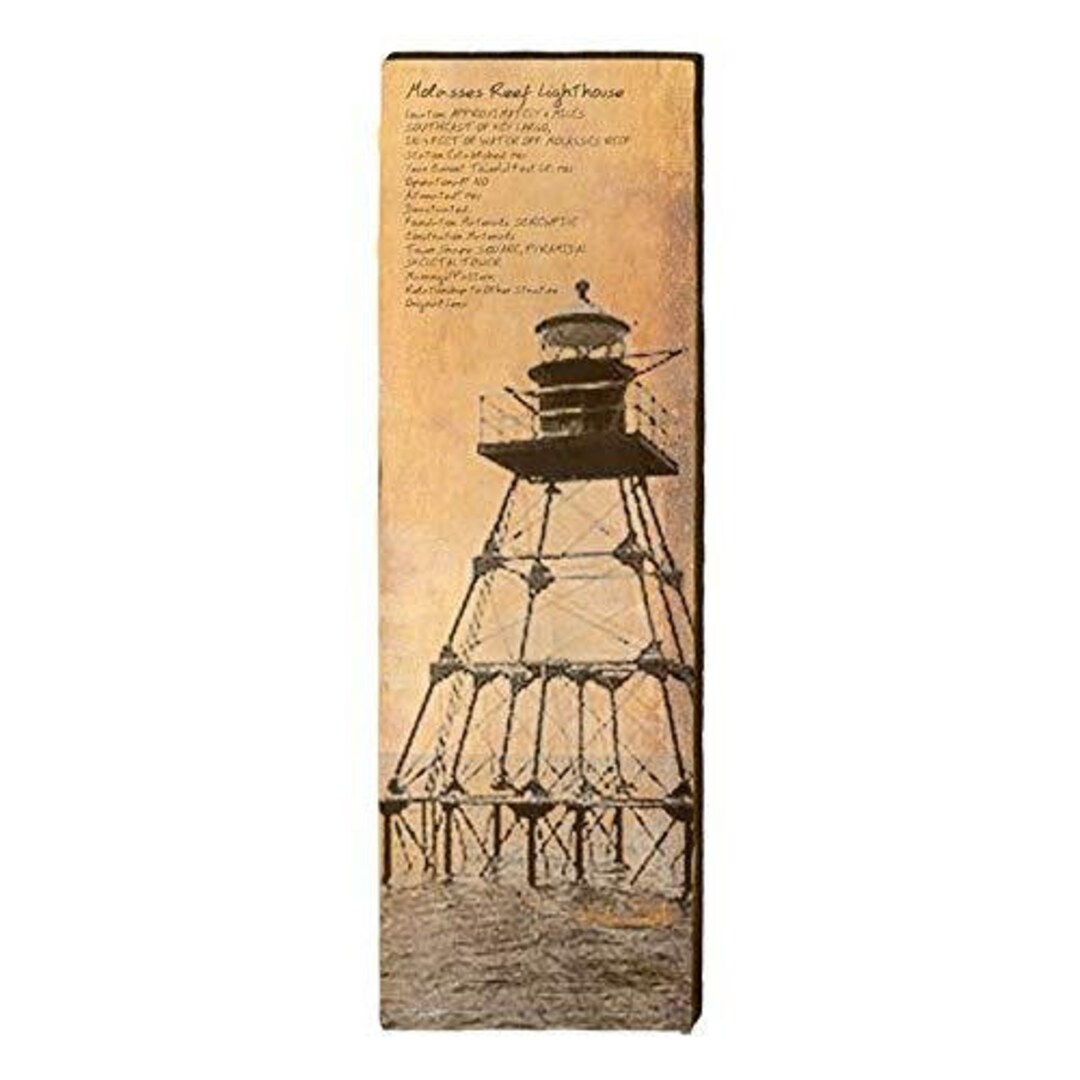Molasses Reef Lighthouse Home Decor Art Print on Real Wood 9.5x30 Etsy