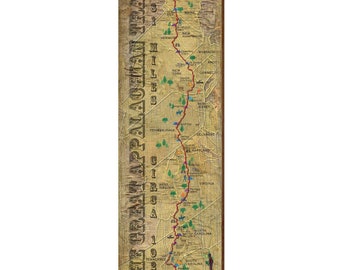 Applachain Trail Map | Wall Art Print on Real Wood