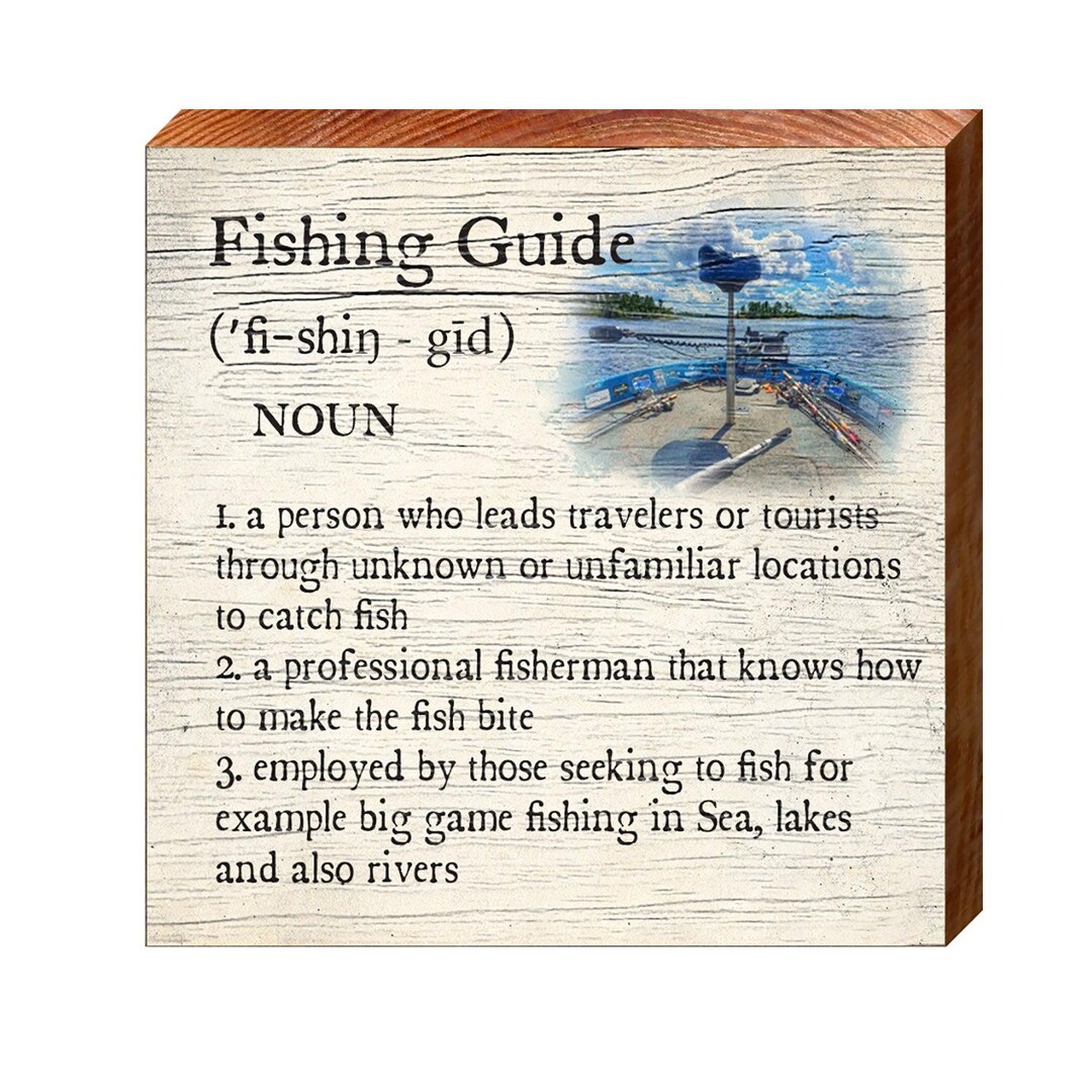 Fishing Guide Definition Wooden Sign Wall Art Print on Real Wood ...