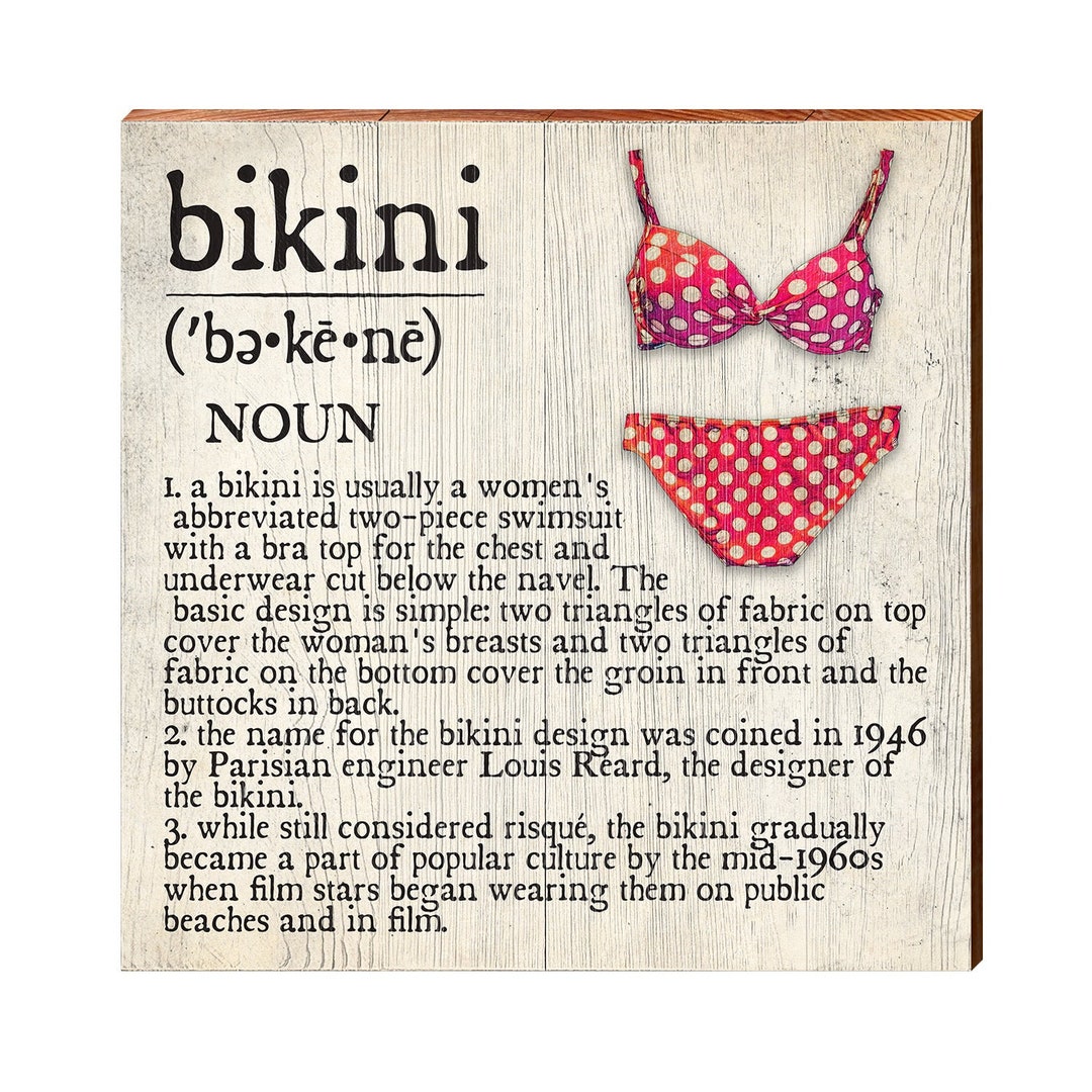 Bikini Definition Wooden Sign Wall Art Print on Real Wood Etsy