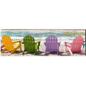 Vero Beach Colorful Beach Adirondack Chairs | Wall Art Print on Real Wood