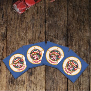Minnesota State Flag |Drink Coaster Set