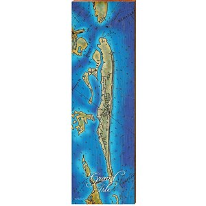 Carte de Grand Isle, Louisiane | Impression d'art mural sur bois véritable