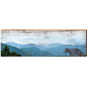 Black Bear Blue Ridge Mountains | Wall Art Print on Real Wood | Lodge Mountain Cabin Decor