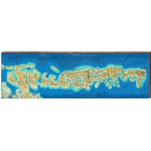 Big Pine Key to Key West, Florida kaart houten bord | Muurkunstafdruk op echt hout