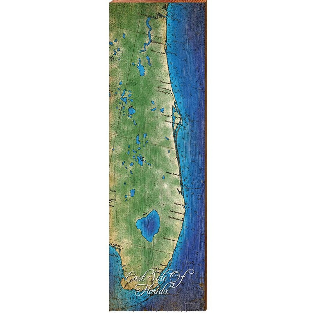 East Side of Florida Map Wall Art Print on Real Wood - Etsy