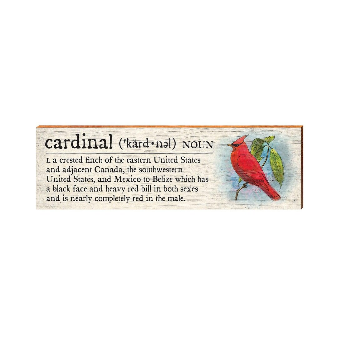 Cardinal Definition Wooden Sign | Wall Art Print on Real Wood | Bird ...