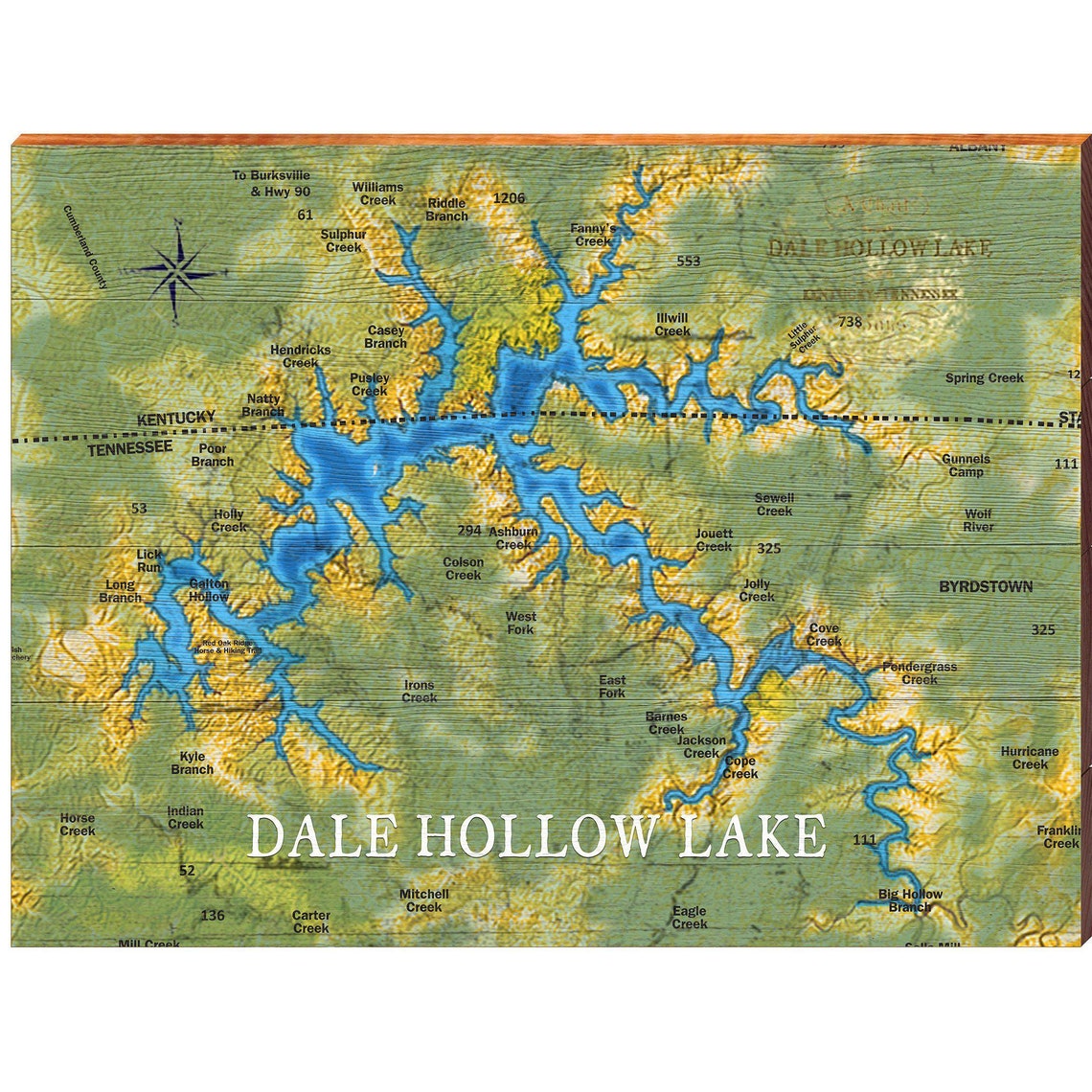 Dale Hollow Lake Tennessee Map Wooden Sign Wall Art Print Etsy