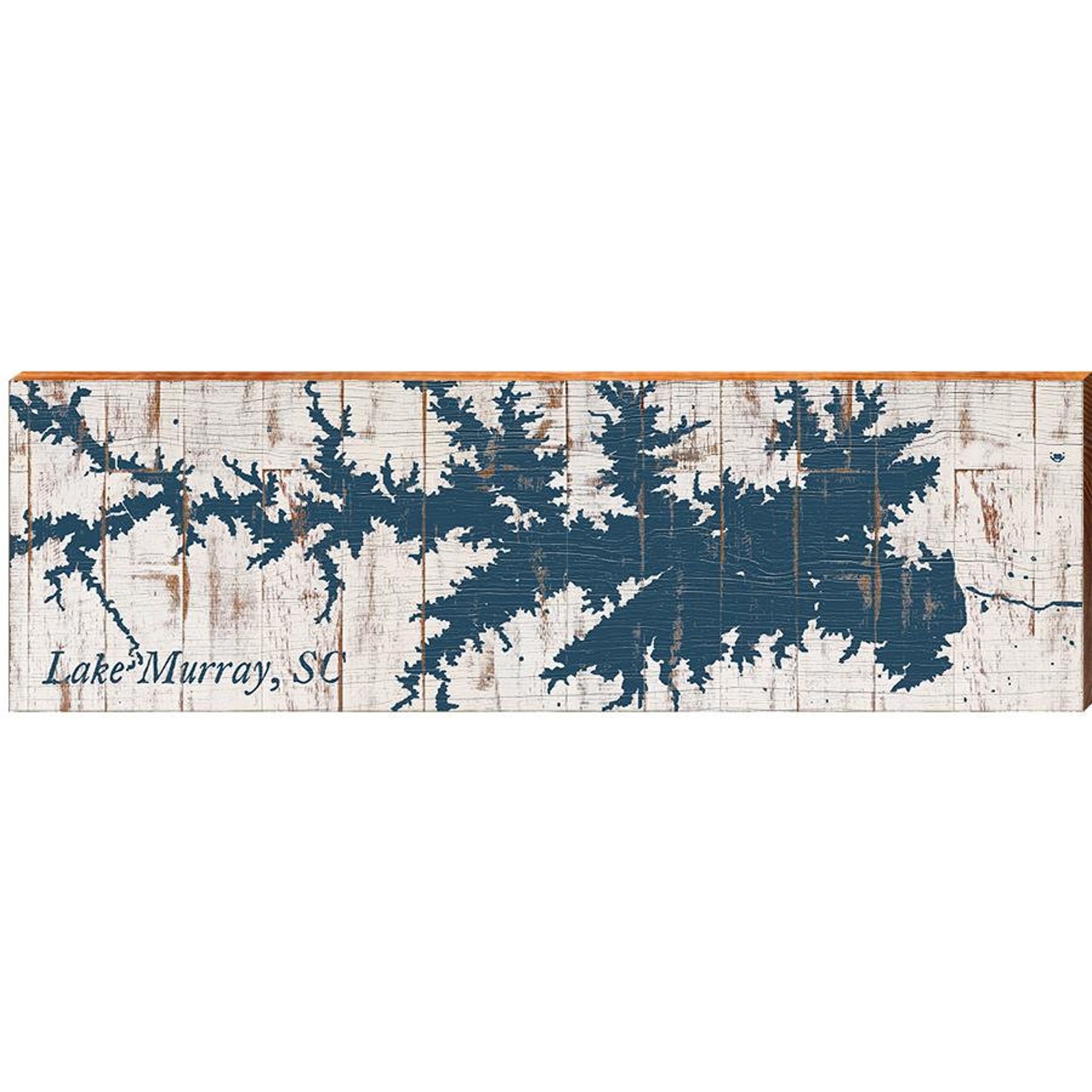 Lake Murray SC Map Wall Art Print on Real Wood Etsy