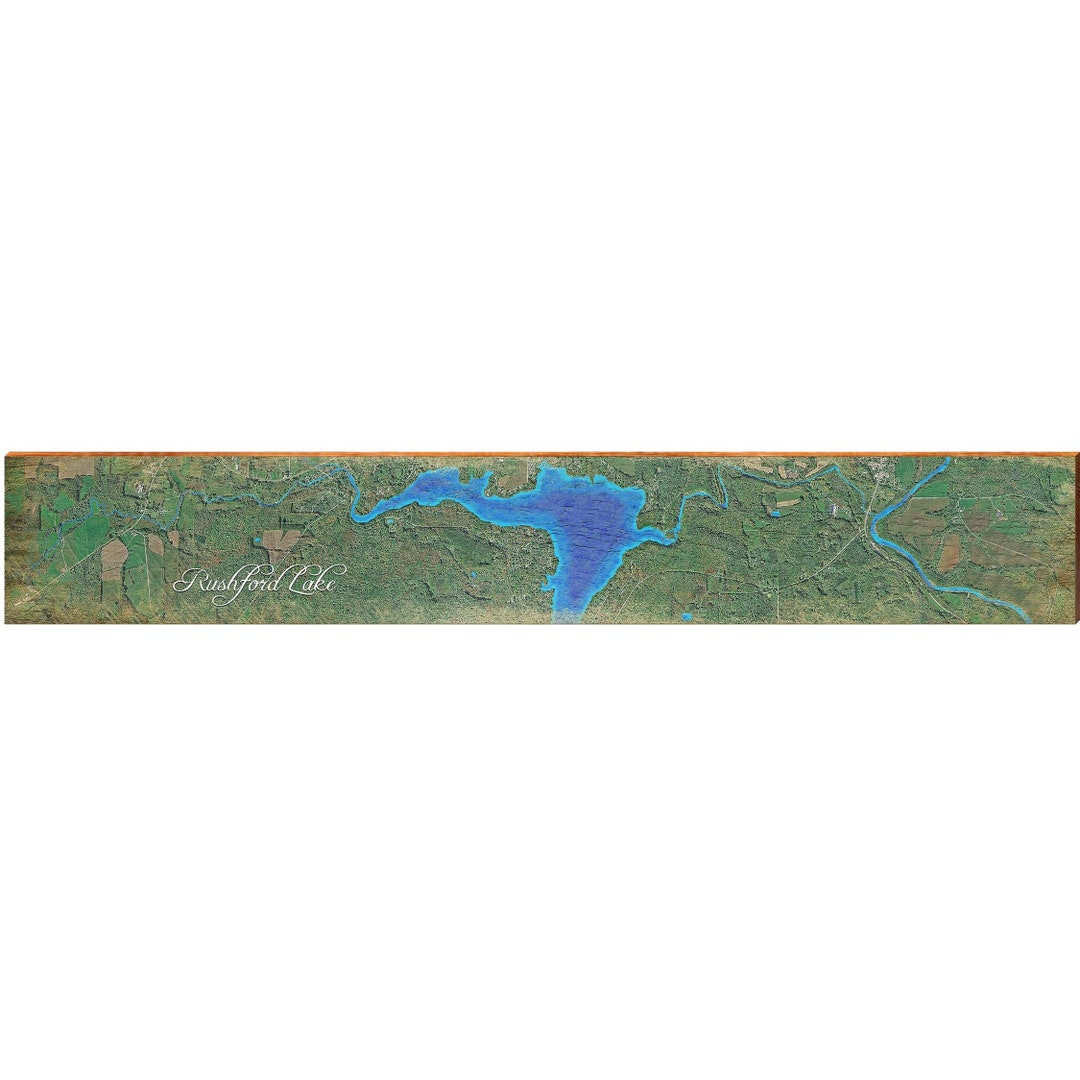 Rushford Lake New York Map Wall Art Sign Print on Real Wood Etsy