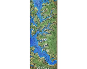 Talbot County to Hoopers Island Map Home Decor Art Print on Real Wood (9.5"x30")
