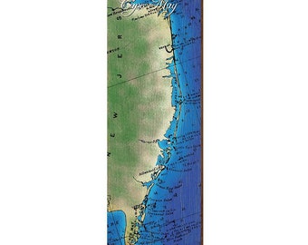 Asbury Park naar Cape May, New Jersey houten bord | Muurkunstprint op echt hout Titel: 9,5 x 30 inch