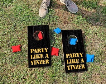 Party Like A Yinzer' Pittsburgh Saying | Fun Size Mini Cornhole Game