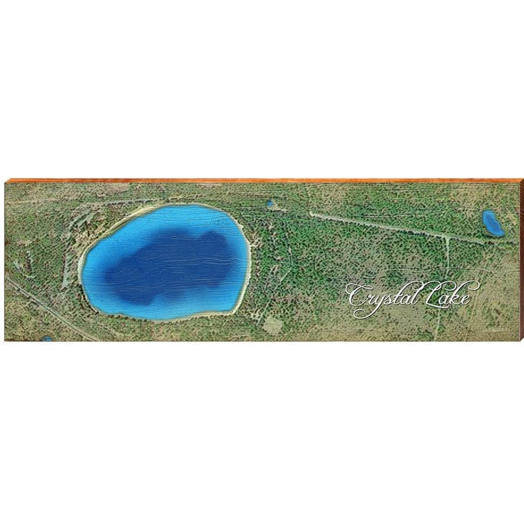 Crystal Lake Wisconsin Map Wooden Sign Wall Art Print on Etsy