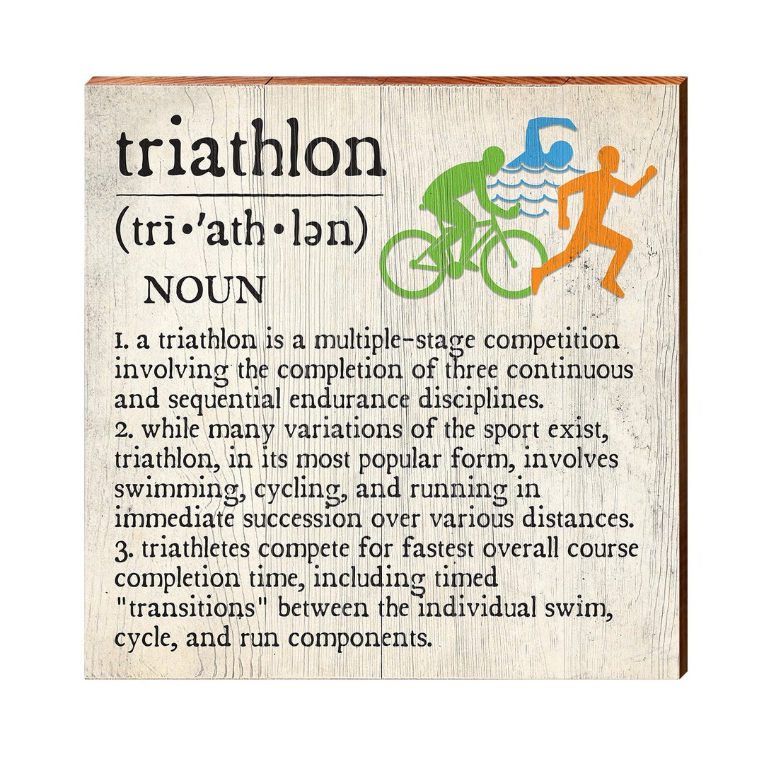 Triathlon Definition Wooden Sign Wall Art Print on Real Wood Etsy