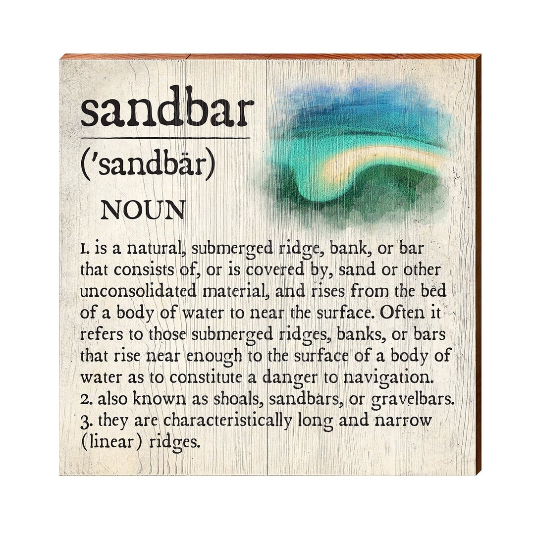 Sandbar Definition Wooden Sign Wall Art Print on Real Wood Etsy