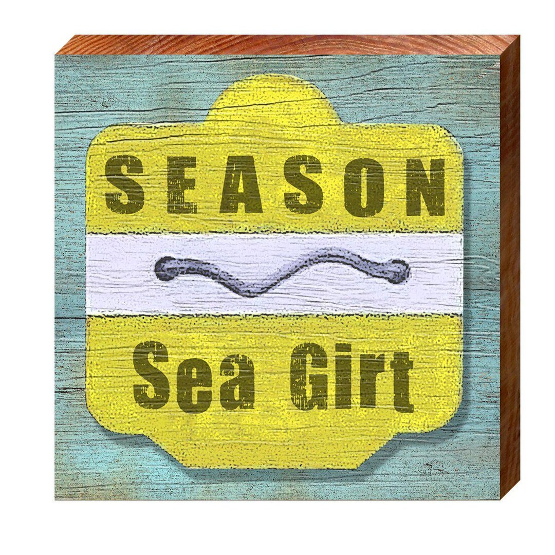 Sea Girt Yellow Beach Tag Wall Art Print on Real Wood Etsy