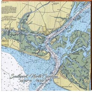 Southport, Carolina do Norte Mapa Placa de Madeira | Impressão de Arte de Parede em Madeira Real
