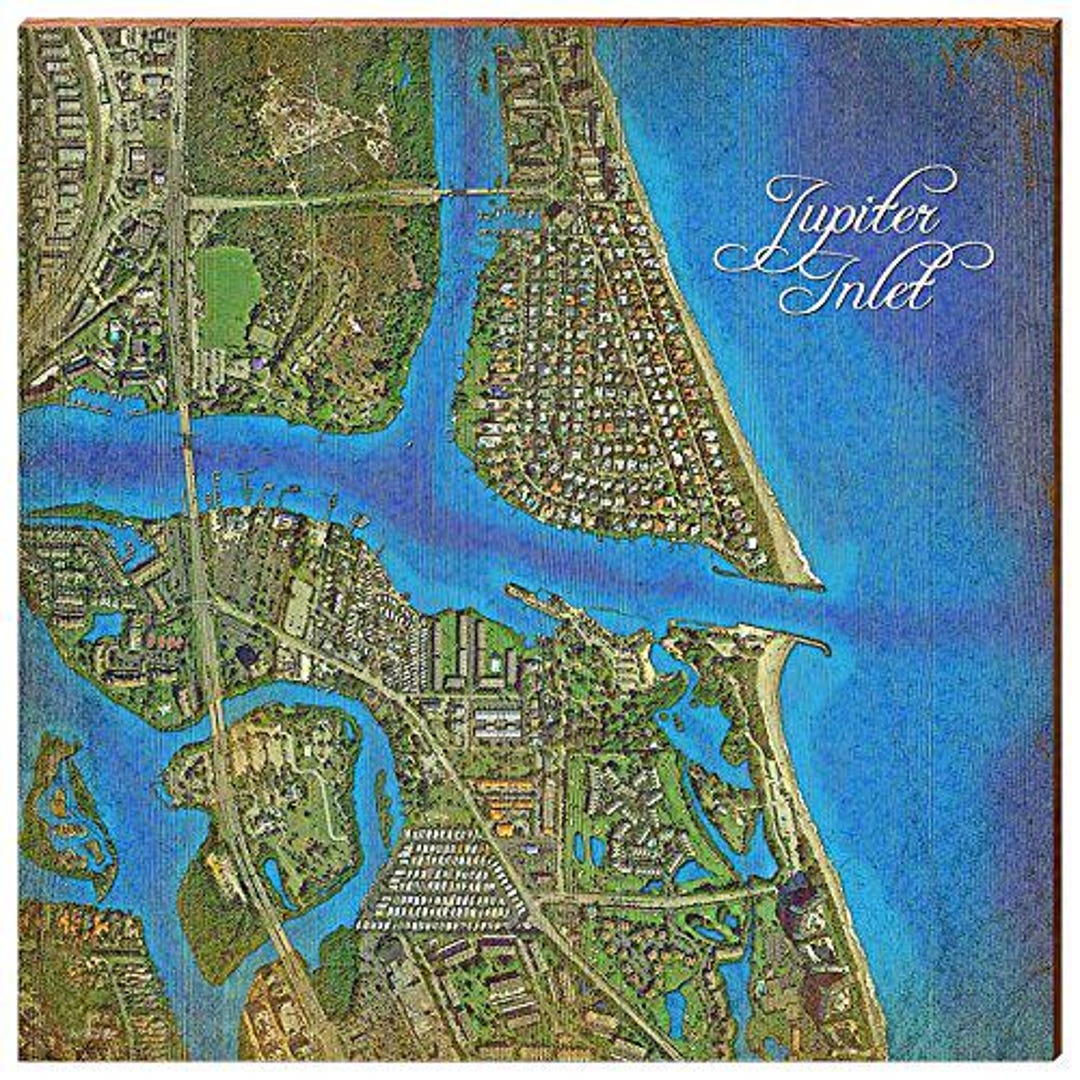Jupiter Inlet, Florida Map Home Decor Art Print on Real Wood - Etsy