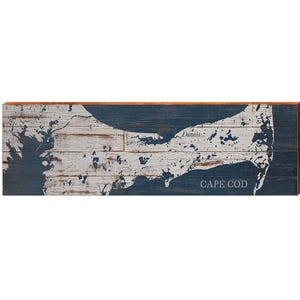 Cape Cod, Massachusetts Map Wooden Sign | Wall Art Print on Real Wood