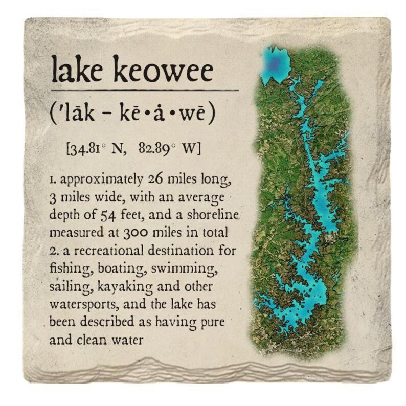 Lake Keowee South Carolina Definition drink Coaster Set Etsy