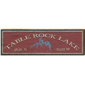 Tableau Rock Lake Forme du lac Rouge Latitude Longitude | Impression d'art mural sur bois véritable