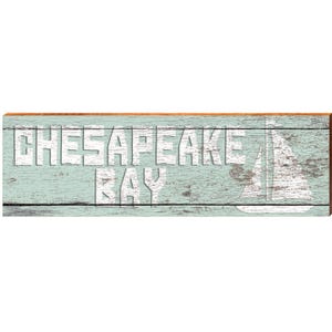 Chesapeake Bay Sailboat Green | Wall Art Print on Real Wood