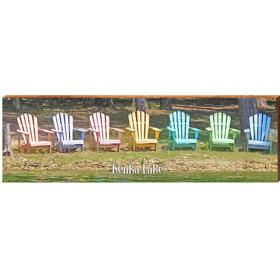 Keuka Lake Artwork Colorful Adirondack Chairs Wall Art Etsy
