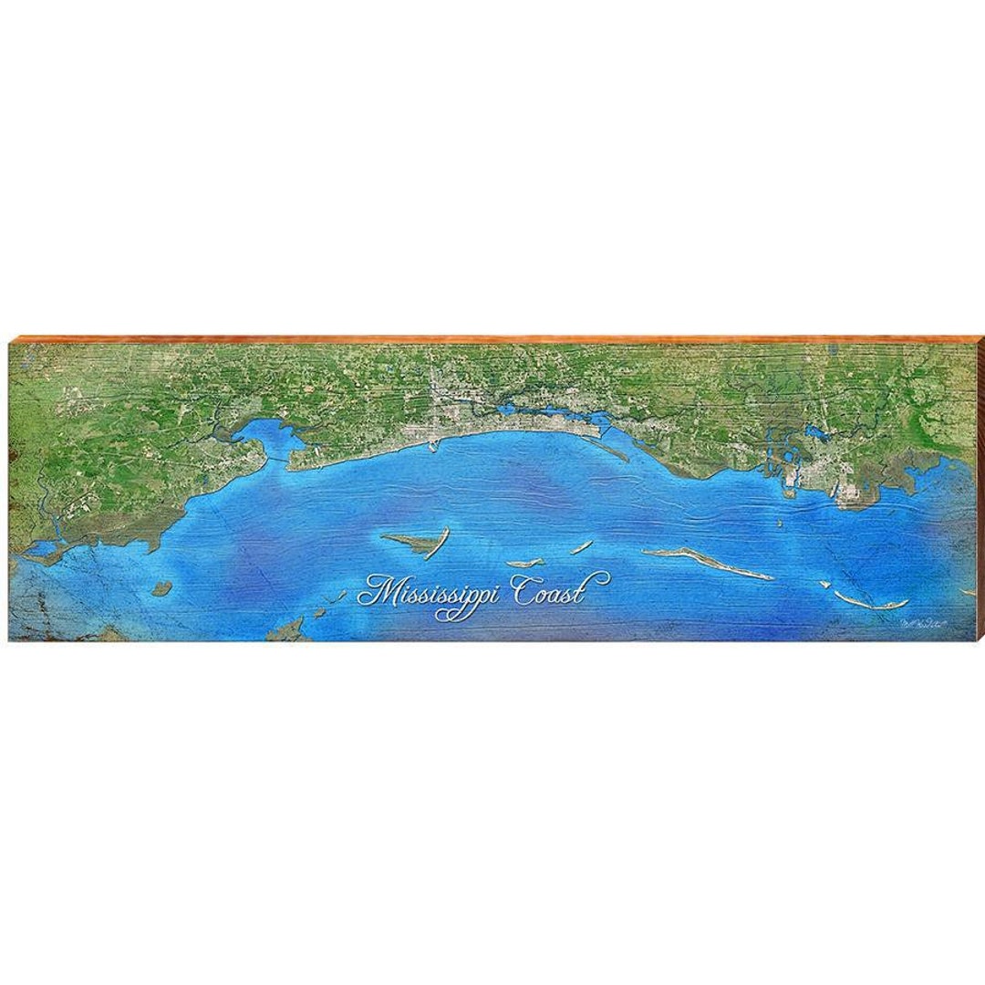 Mississippi Coast Map Home Decor Art Print on Real Wood - Etsy