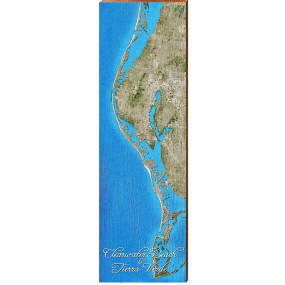 Tierra Verde Florida Map Clearwater Beach To Tierra Verde Florida Map Wooden Sign | Etsy