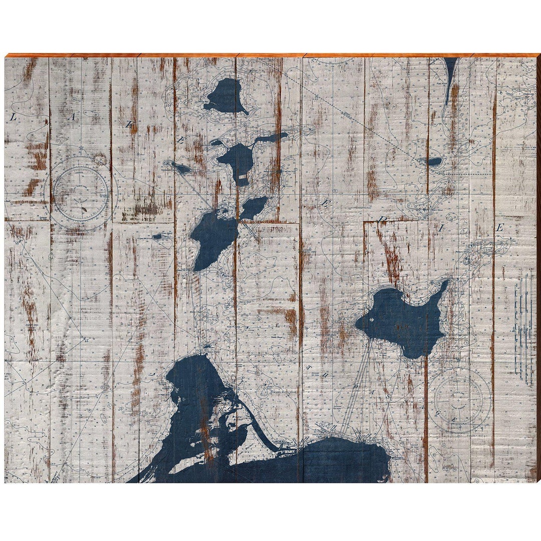 Put-in-bay Shabby Map Wall Art Print on Real Wood - Etsy
