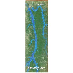 Stampa artistica su vero legno con mappa del lago Kentucky/Lago Barkley