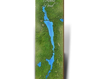 Moose Pond, Maine Map Wooden Sign | Wall Art Print on Real Wood