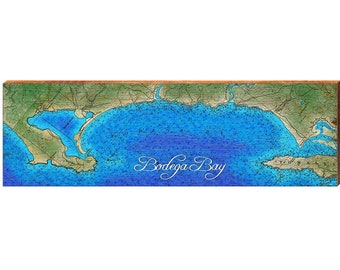 Bodega Bay, California Map | Wall Art Print on Real Wood