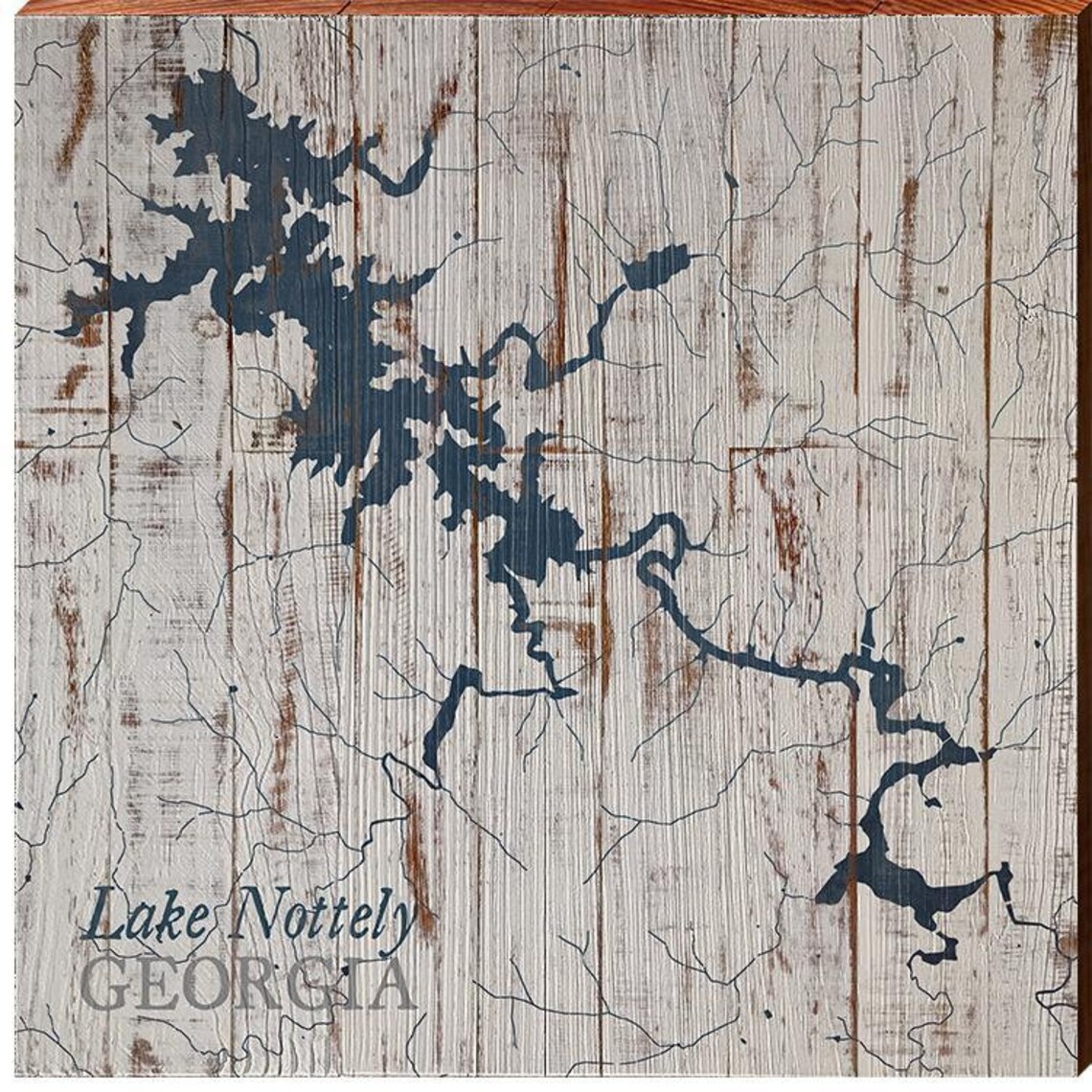 Lake Nottely Map Wooden Sign Wall Art Print on Real Etsy