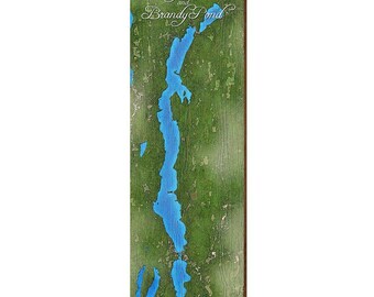 Long Lake and Brandy Pond, Maine Map Wooden Sign | Wall Art Print on Real Wood