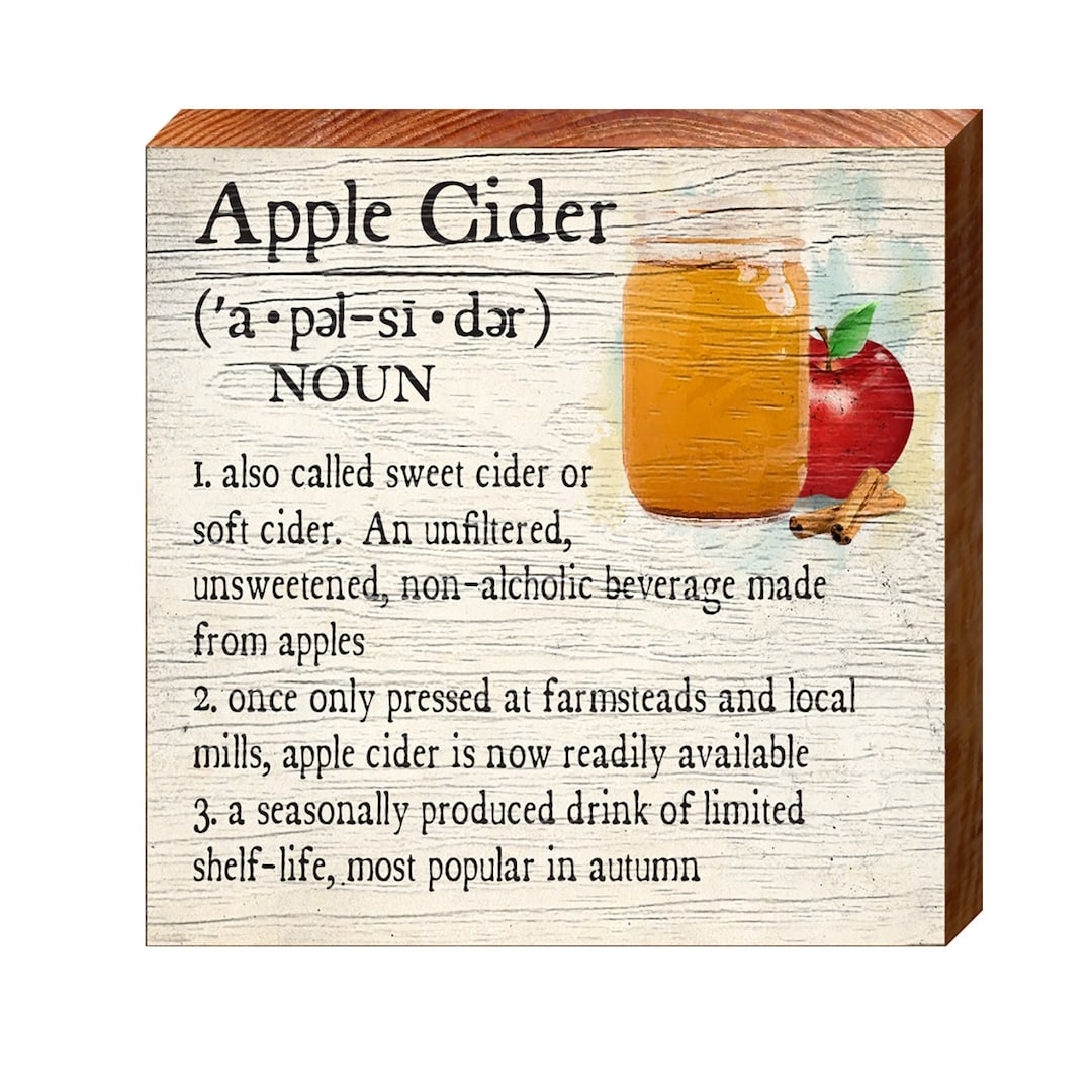 Apple Cider Definition Wooden Sign Wall Art Print on Real Etsy