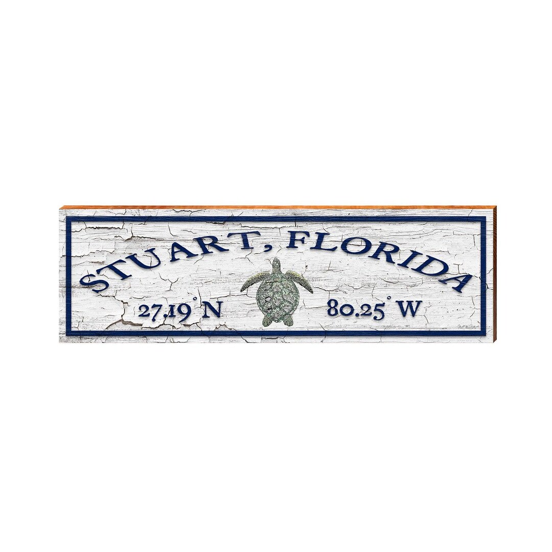 Stuart Nautical Sign Stuart, Florida Latitude Longitude Sign | Wall Art Print on Real Wood ...