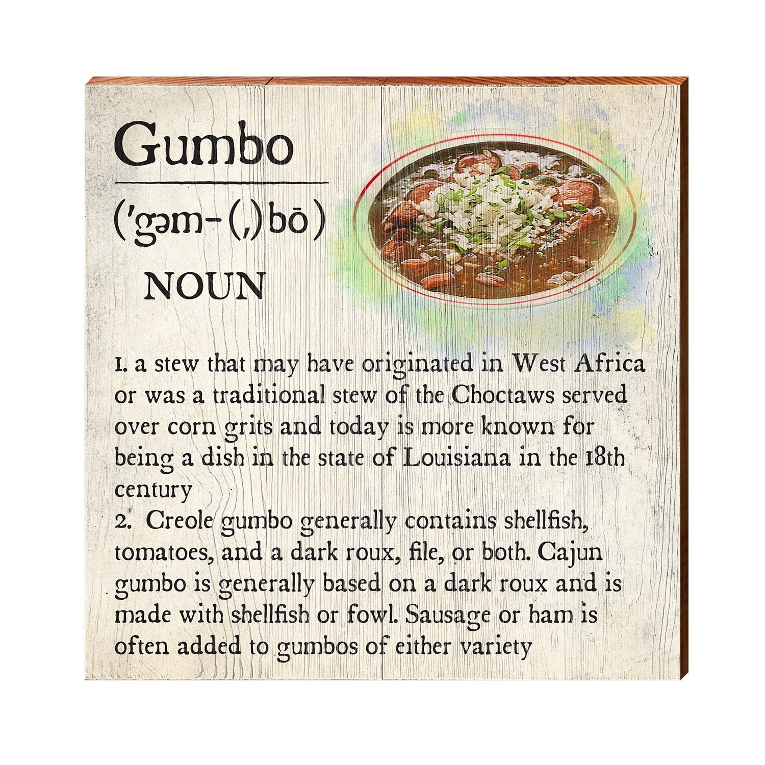 Gumbo Definition Wooden Sign Wall Art Print on Real Wood Etsy