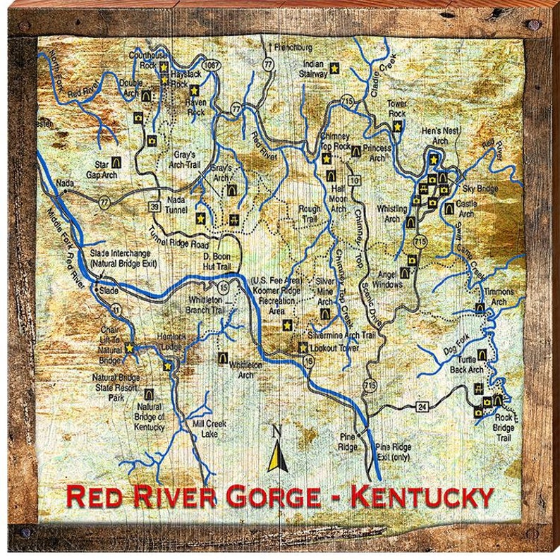 Red River Kentucky Map Wall Art Etsy