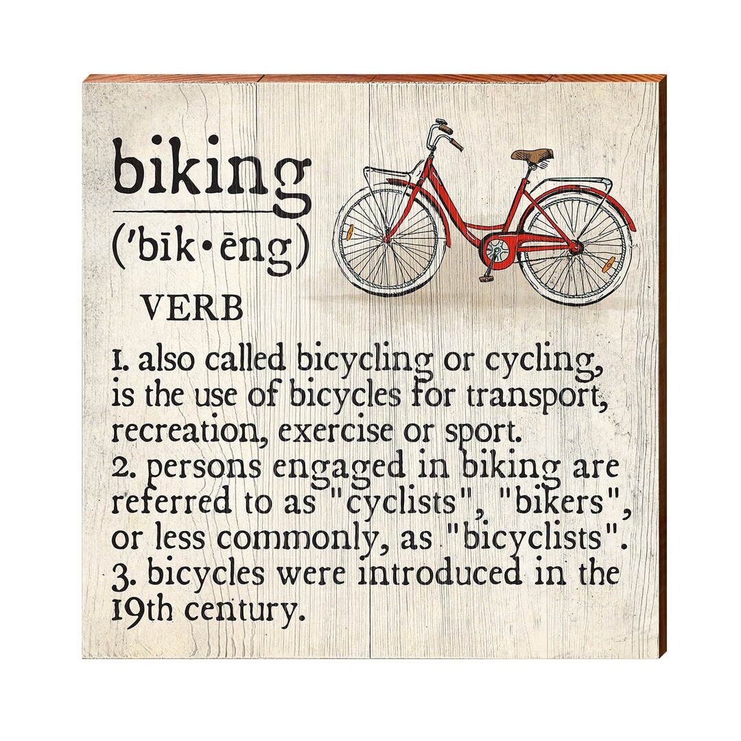 Biking Definition Wooden Sign Wall Art Print on Real Wood Etsy