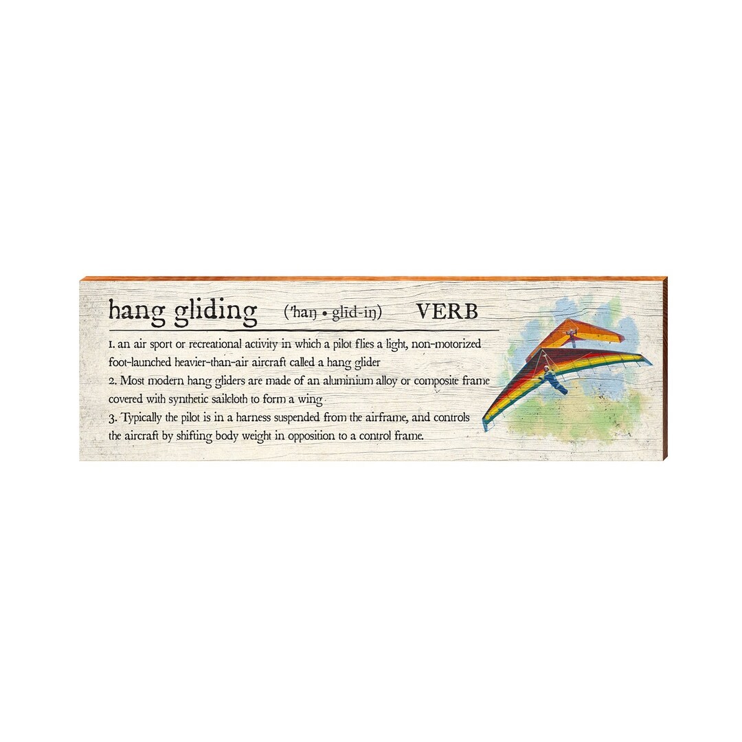 Hang Gliding Definition Wooden Sign Wall Art Print on Real Etsy