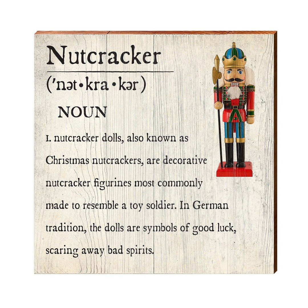 Nutcracker Definition Wooden Sign Wall Art Print on Real Wood Christmas